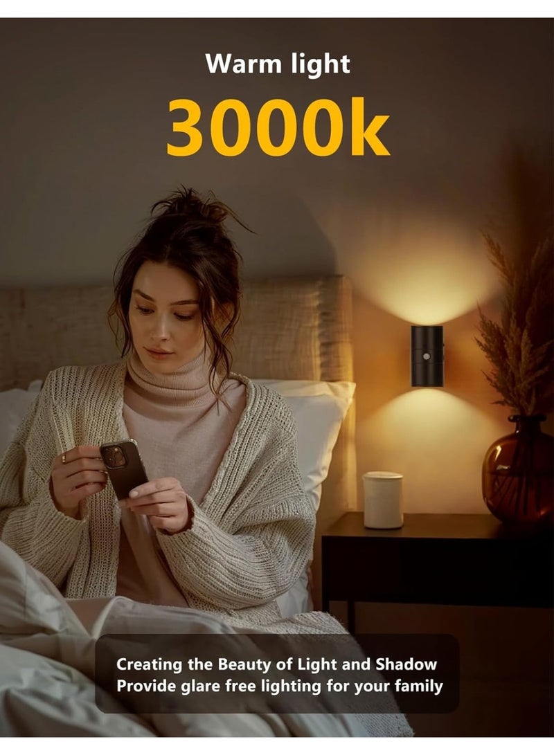 عبوة من قطعتين إضاءة ليلية لاسلكية مغناطيسية قابلة للدوام 360 درجة، أبيض دافئ 3000 كيلوفن مع 3 مستويات سطوع قابل للتعديل، مصباح داخلي للممرات الحمامات غرف النزل الدرجات (أسود) - Image 5